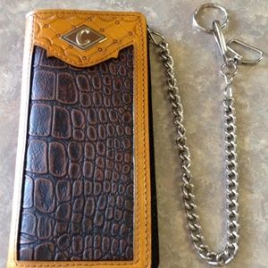 NWT Mens' WALLET W/CHAIN, OSTRICH/GATOR 1 DAY SALE